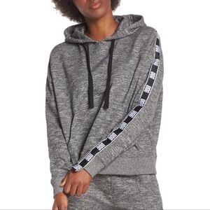 UGG Iris Logo Stripe Terry Track Hoodie In Marled Grey